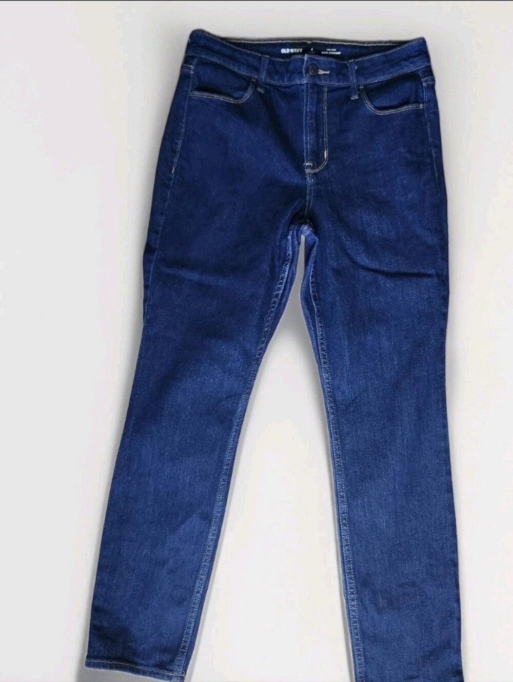 Old Navy Wow Straight Jeans Womens 4 Short High Rise Blue Dark Wash Denim Classi